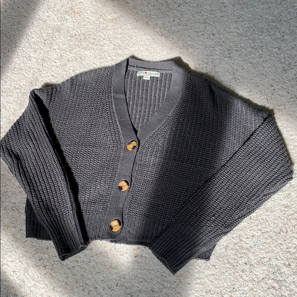 grey knit cardigan